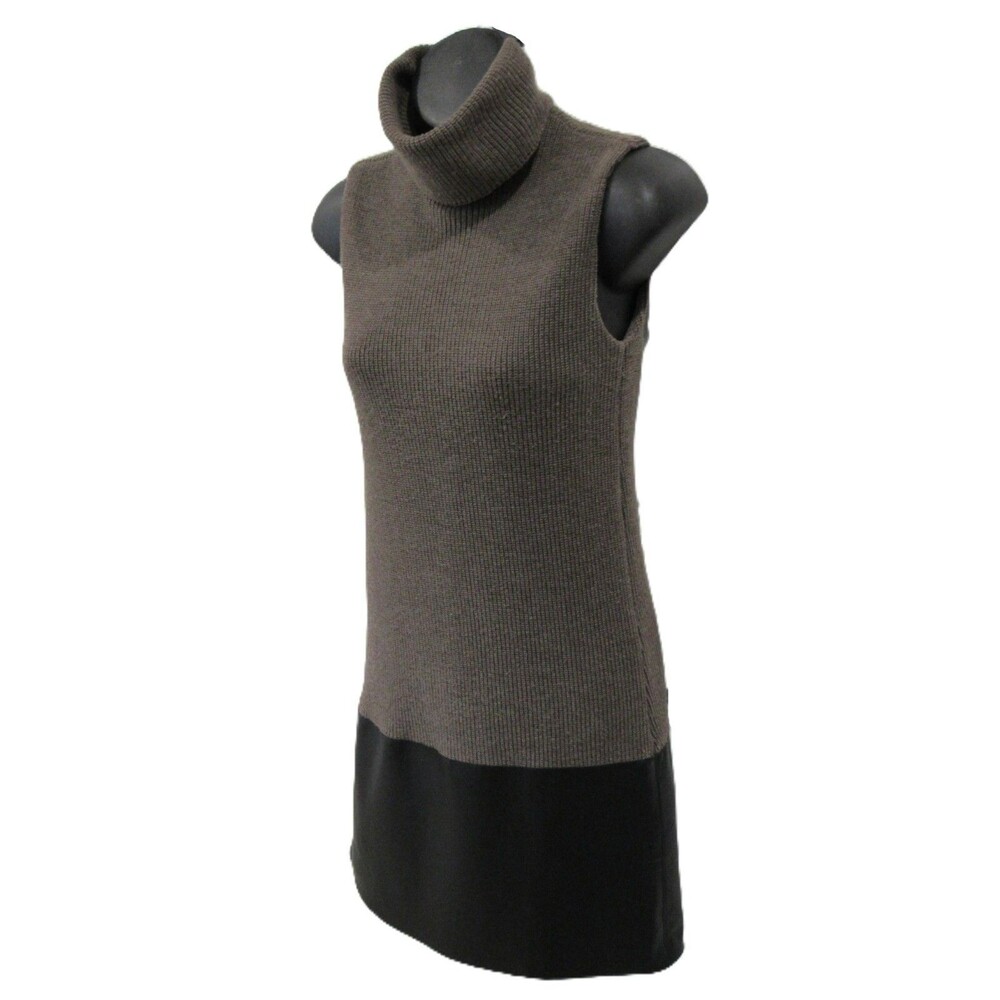 Bailey / 44 American in Paris Turtleneck Dress Taupe Black Womens XS Wool Blend